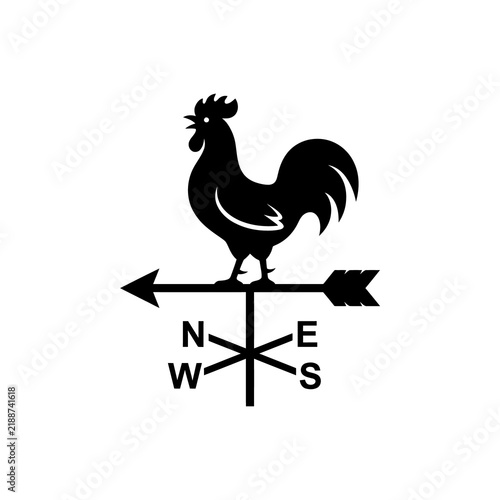 Foto Black silhouette of a rooster weather vane pointing west on transparent background for farm decor design
