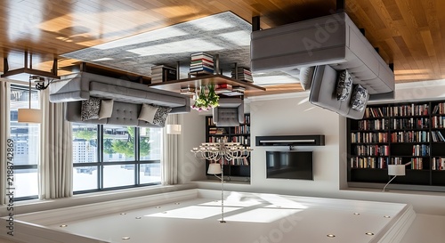Upside Down Modern Living Room Interior Design.