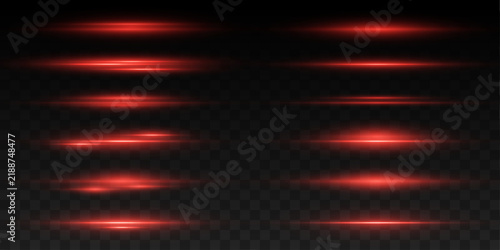 Futuristic red laser streak with intense glow and motion blur. Clean light beam creates speed. Suitable for digital effects, UI, and gaming visuals.