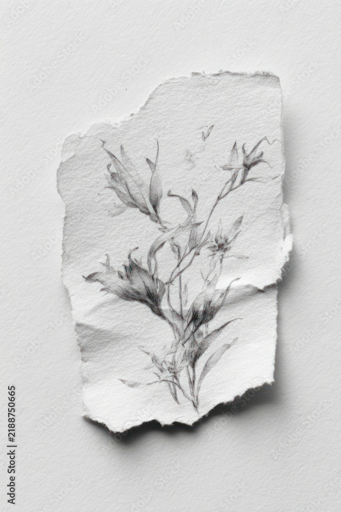 Obraz premium Delicate pencil sketch floral art.