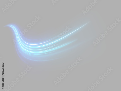 Quadro su tela A streak of blue light trails gently curves from left to right