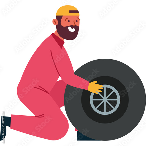 Mechanic Changing Car Wheel Tire Safely