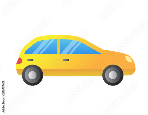 Yellow Modern Sedan Side Profile View