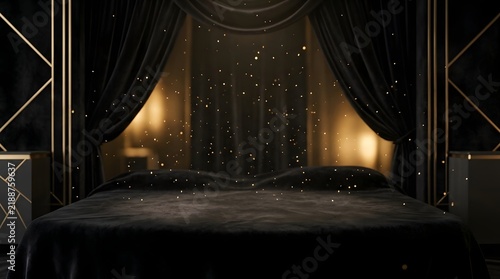 Luxury black friday stage with gold particles