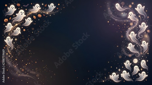 Floating ghost silhouettes for Halloween design