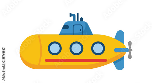 Canvastavla A yellow submarine illustration features a periscope portholes and a propeller a