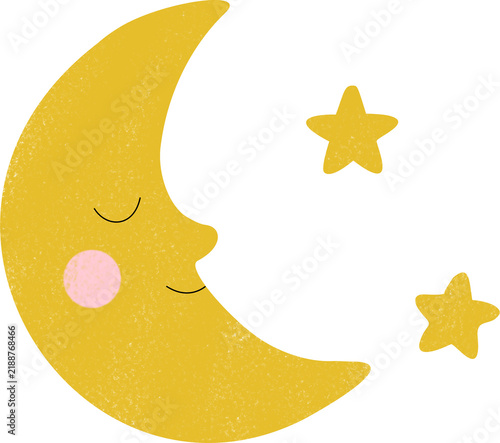Obraz na płótnie Baby Nursery Cute Sleeping Moon and Stars Bedtime Clipart Graphic