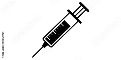 Cuadro en lienzo Medical syringe icon with black fluid measurement marks for healthcare vaccination and injection concept