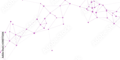 A network of interconnected nodes and lines forms a complex digital web against a clean, white background, symbolizing data connections and technological networks.