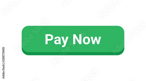 Vibrant green rectangular pay now button vector illustration for digital user interface and commerce website design
