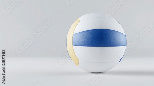 A blue and yellow volleyball stands out with a vibrant sporty design, representing competition, teamwork, energy, and the excitement of athletic play.