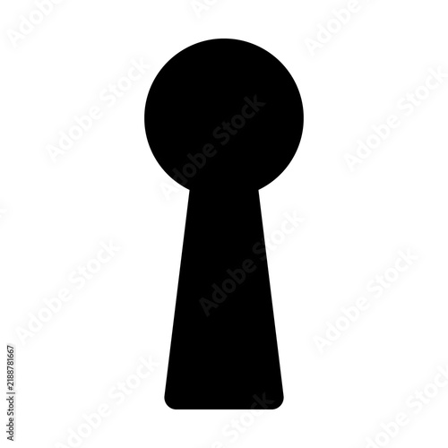 A large keyhole symbol in the center. Isolated black symbol. Illustration on transparent background