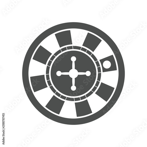 Casino roulette wheel vector icon illustration isolated on white background. Minimalist black and white gamble wheel sign for gambling game, risk, luck, and online casino website UI design.