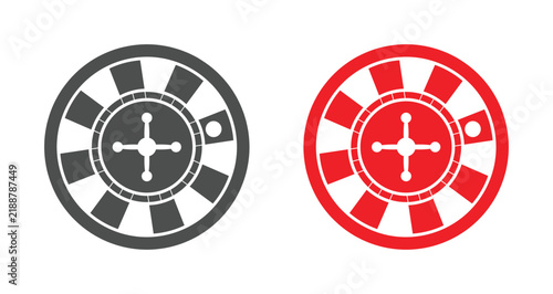 Casino roulette wheel set icon vector illustration isolated on white background. Flat style roulette wheel symbol for gambling, online casino app, games, logo, and web design.