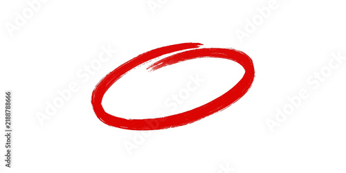 Single large red hand drawn circle highlighter brush stroke for text emphasis and design accents.