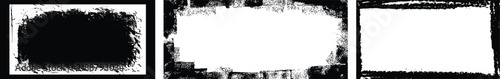 Set of three isolated rectangular grunge frames with distressed texture edges