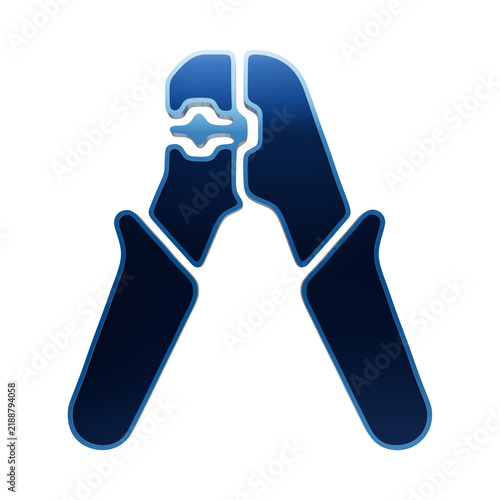 Fotografie A blue metallic icon of a specialized wire stripping or crimping tool with a dis