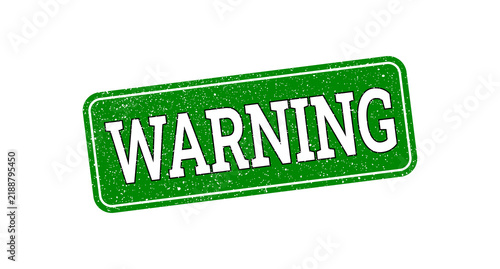 Green Grunge Warning Rubber Stamp Isolated Icon and Banner Design