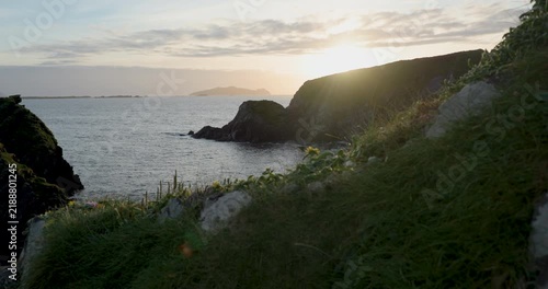 Atlantic sea cliffs at sunset on the Irish coast