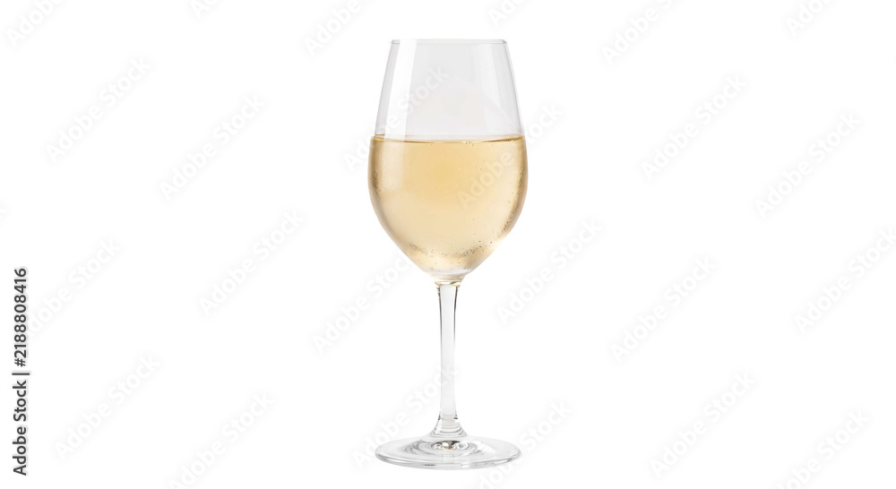 Fototapeta premium A single flute glass filled with sparkling white wine and bubbles