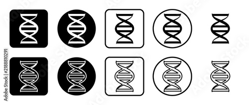 Icon set of dna symbol. Filled, outline, black and white icons set, flat style.  Illustration on transparent background
