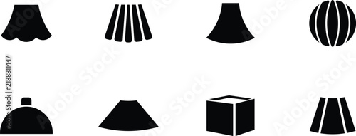 Decorative Lampshade and Lighting Fixture Silhouettes, Assorted Interior Lamp Covers and Ceiling Light Designs, Home Decor Vector Collection