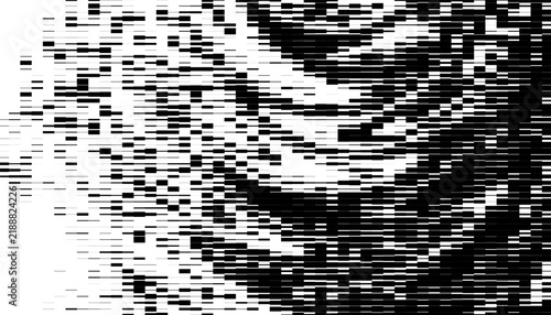 Black and white abstract and grunge pattern with wave motion and glitch effect. Horizontal lines for sporty background and jersey design. Easy to edit. Eps10