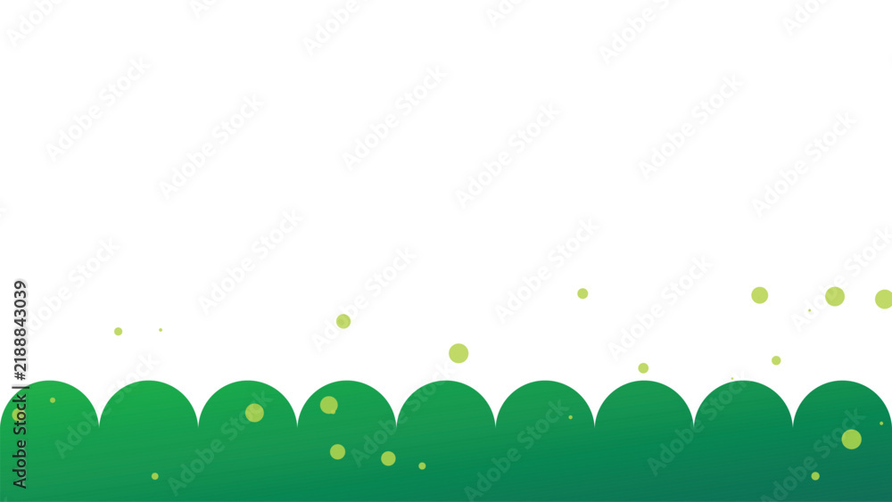 Fototapeta premium Green grassy hill with floating lime dots illustration isolated on white background, Vector, illustration