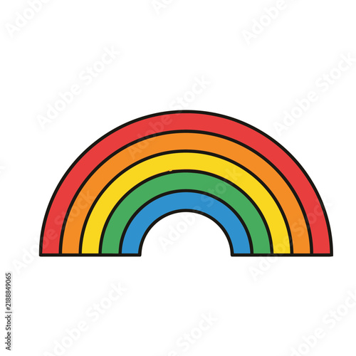 Rainbow arc with colorful stripes