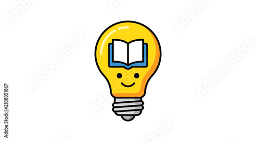 Lightbulb Idea Icon with Open Book Symbol, Education Concept
