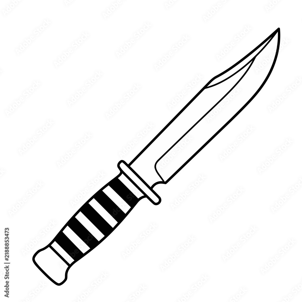 Obraz premium Illustration of a knife with a striped handle