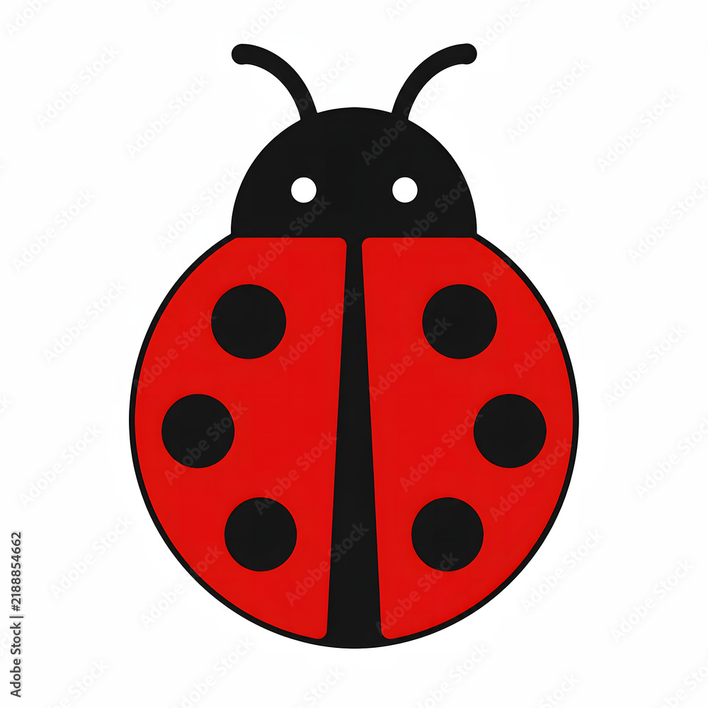 Obraz premium Red Ladybug Illustration, Cute Cartoon Insect Vector Design