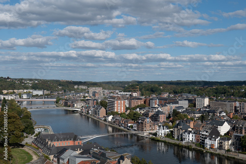 Canvastavla Blue sky with clouds above town namur belgium