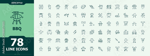 Bbq modern icon set. Outline icons pack. It contains symbols to barbeque, kitchen, grilled, food, butcher. Editable stroke. Vector collection. Minimalist Kitchen modern icon set.