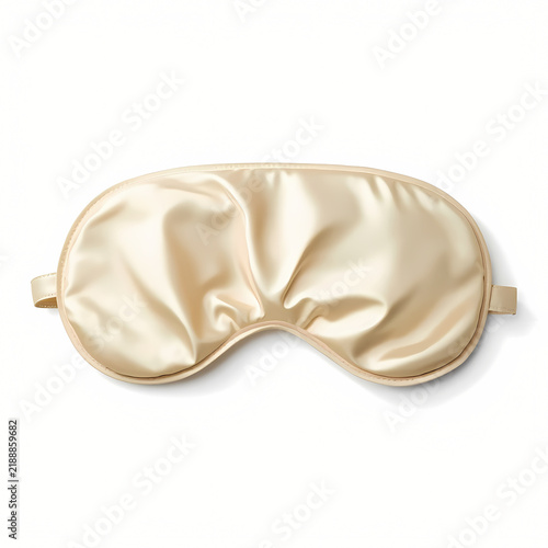 Champagne Satin Sleep Mask Isolated on White Background