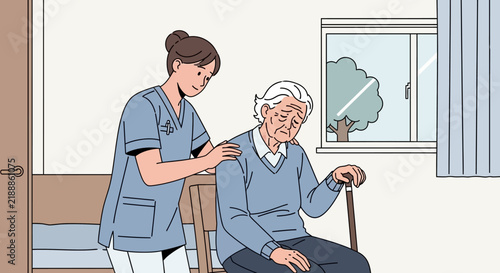 Caring Nurse Comforts Elderly Patient With Gentle Hand