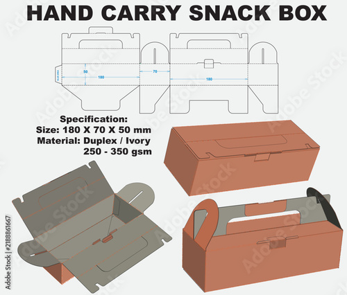Hand Carried Snack Box Packaging Design with Convertible Carry Handle