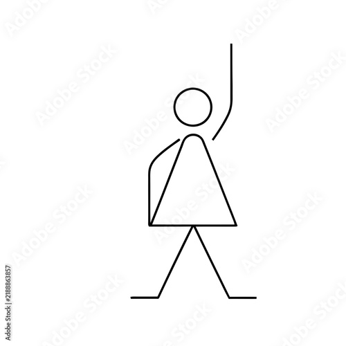 Stick figure with one arm raised