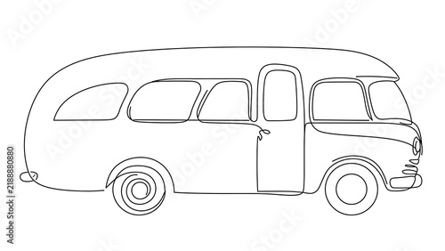 Vintage camper van white background.
