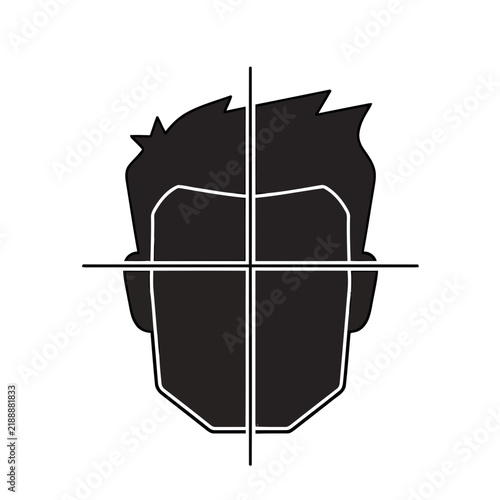 Silhouette of a head with crosshairs