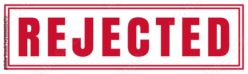 Bright Red REJECTED Text on Black Rectangular Seal Badge with Double Red Border Isolated on Transparent Background