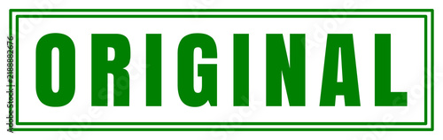 Bright Green ORIGINAL Text on Black Rectangular Seal Badge with Double Green Border Isolated on Transparent Background