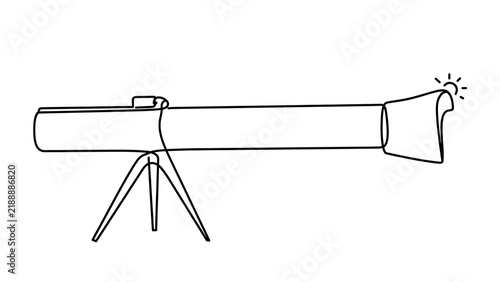 Telescope on tripod white background.