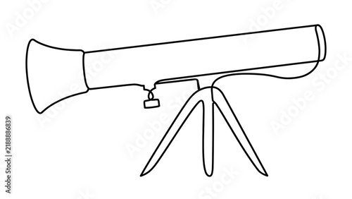 Telescope on tripod white background.