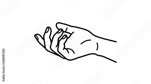Isolated minimalist line art hand gesture, open palm