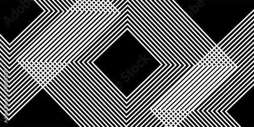 A dynamic high-contrast monochrome composition featuring sharp diagonal and horizontal parallel lines. This geometric abstract design uses varying line 