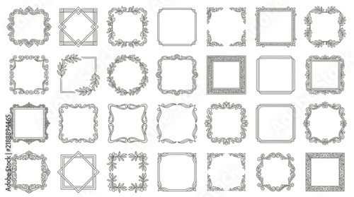 Ornate Decorative Square Frames Set - Isolated Transparent Background