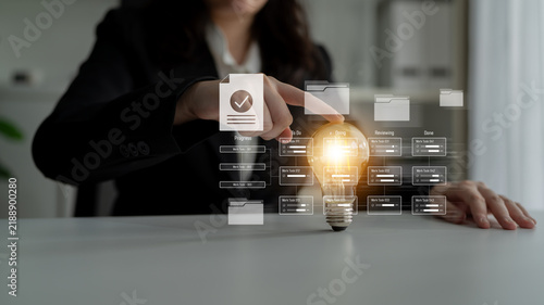 Принти на полотні Task management workflow dashboard visualizing to-do lists, ongoing tasks, revie