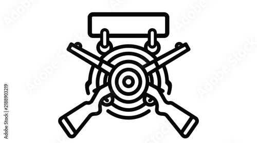 Shooting competition award icon featuring crossed rifles and bullseye target for marksmanship