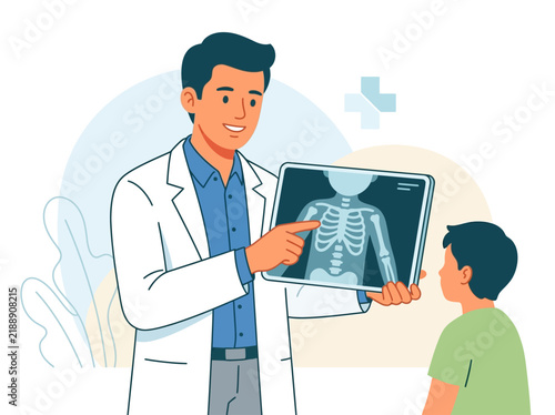 Doctor Explaining X Ray To Child Patient